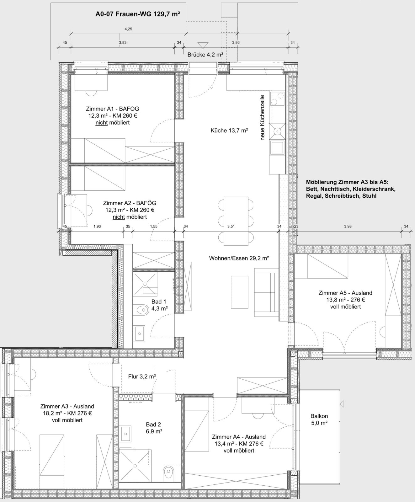Grundriss A0-07 Frauen-WG