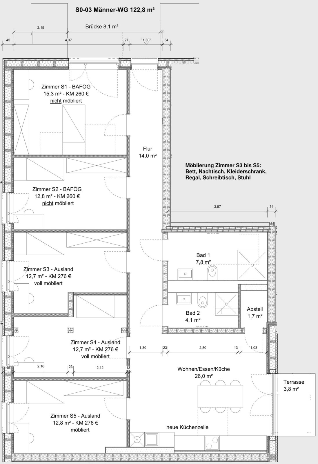 Grundriss S0-03 Männer-WG